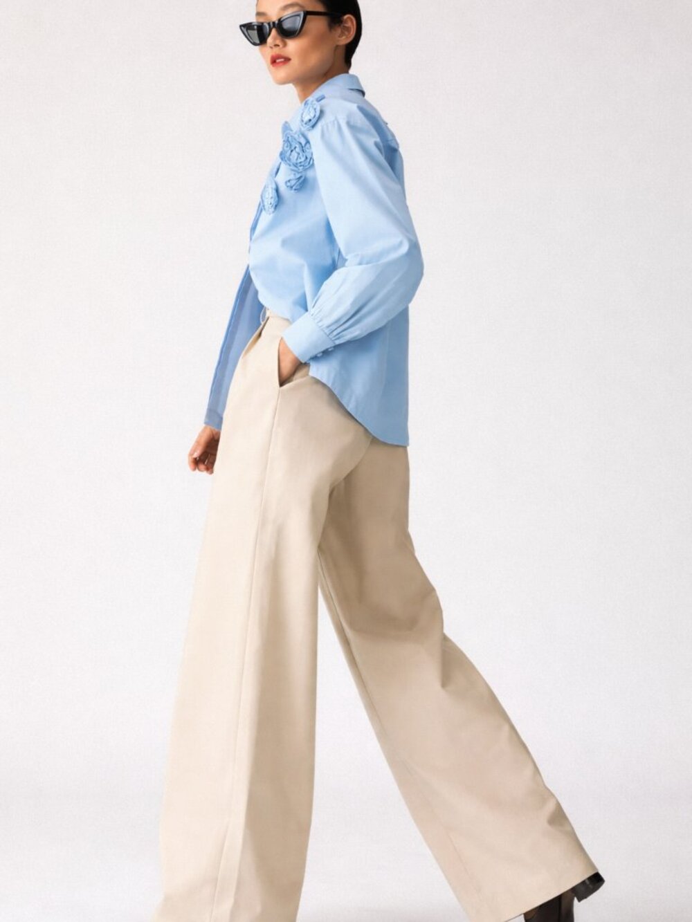 HUTCH Anthropologie Wide Leg Faux High‎ Sheen Leather Pants in Pearl Cream SZ 10 - Picture 2 of 9